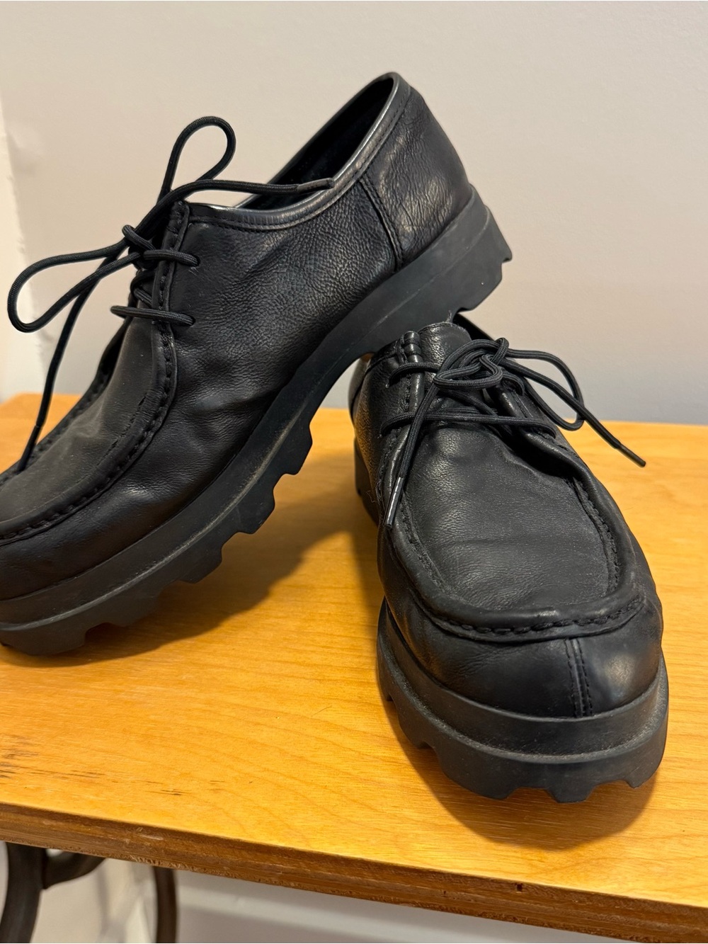 Camper Black Leather Lace-Up Chunky Sole Shoes EU 39